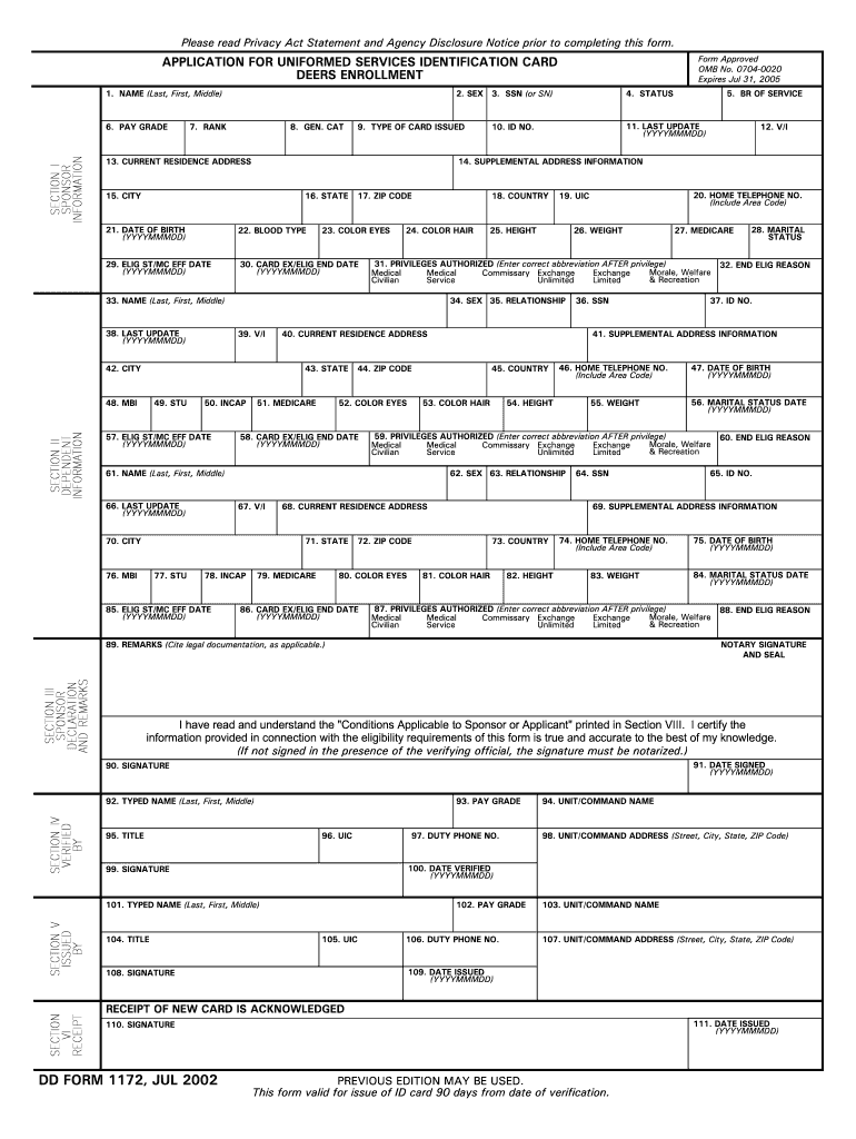 Da Form 1172 Fill Out Sign Online DocHub