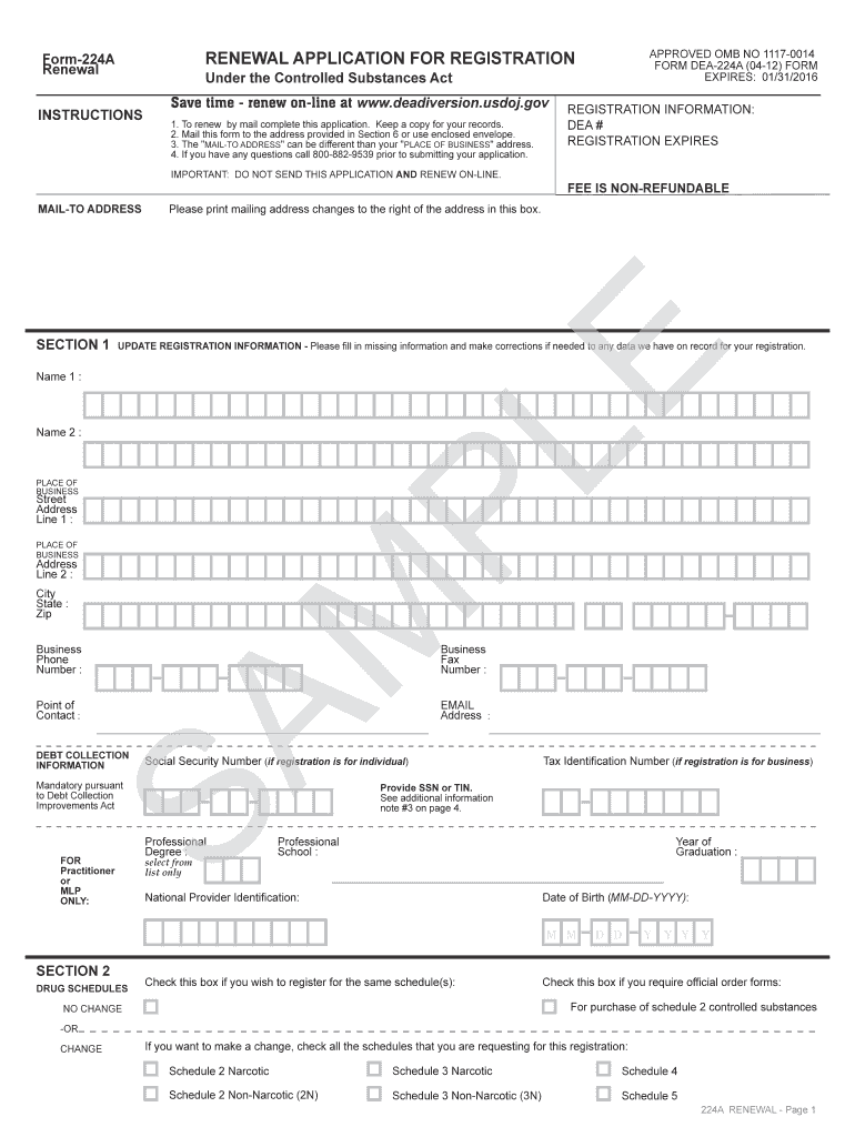 Dea 224a Fill Online Printable Fillable Blank PdfFiller