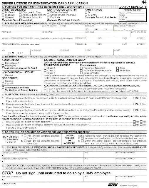 DL44 CALIFORNIA DRIVER