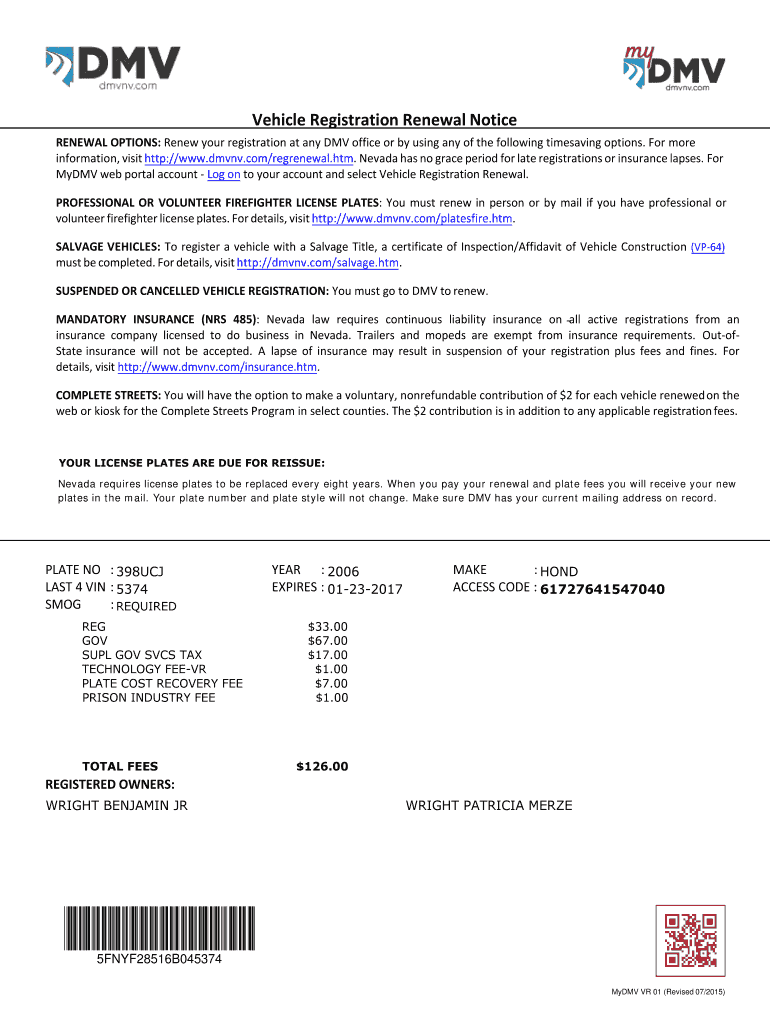 Dmvnv Com Regrenewal Htm Fill Online Printable Fillable Blank 