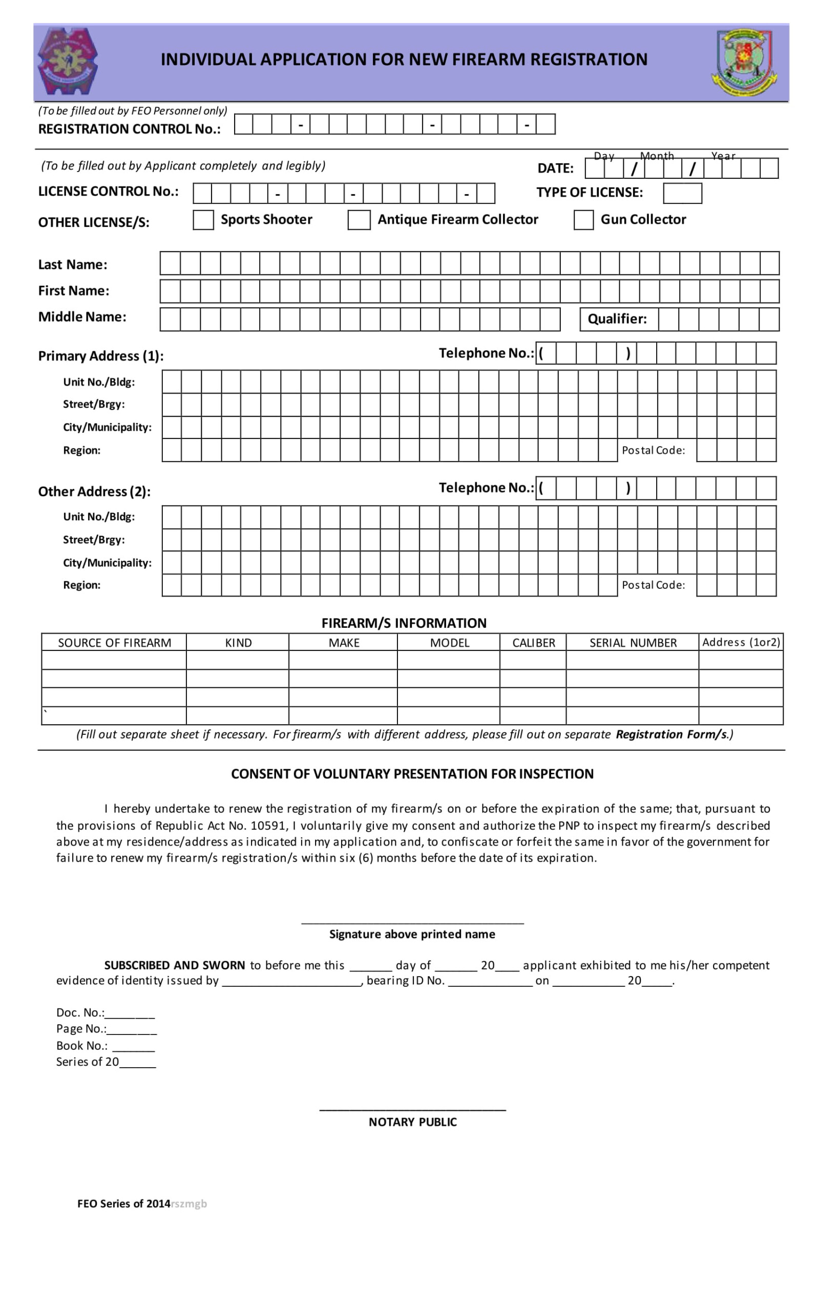 Editable Firearm Registration Form FORM UDLVIRTUAL EDU PE