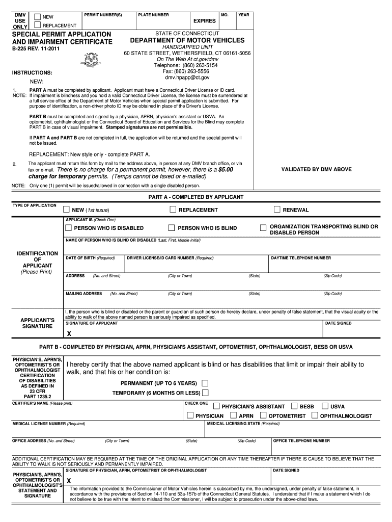 Form 225 Ct Dmv 2020 Fill And Sign Printable Template Online US 