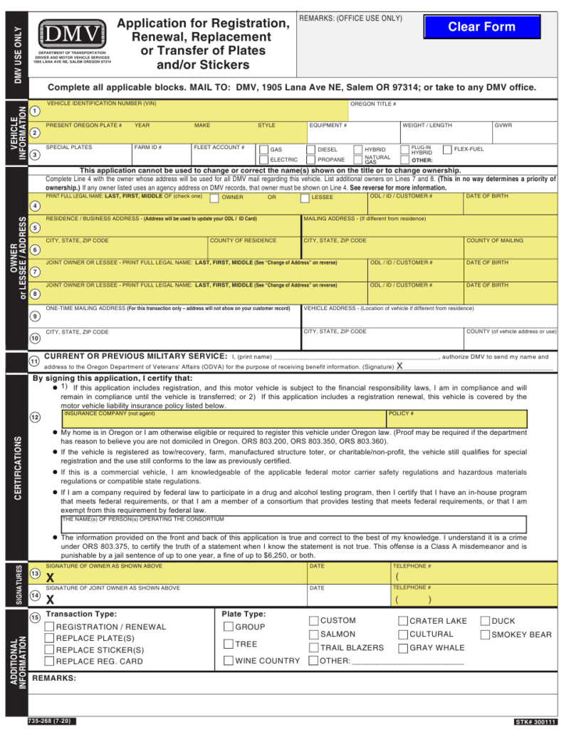 Form 735 268 Download Fillable PDF Or Fill Online Application For 