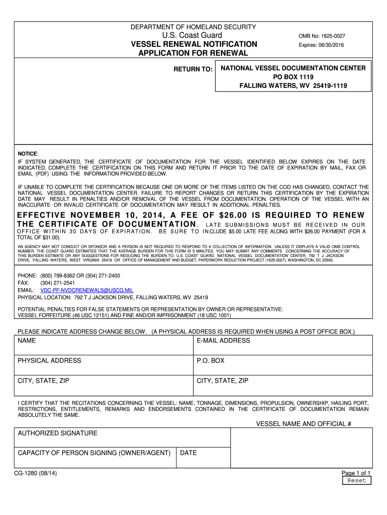 Form Cg 1280 2013 Fill Out Sign Online DocHub