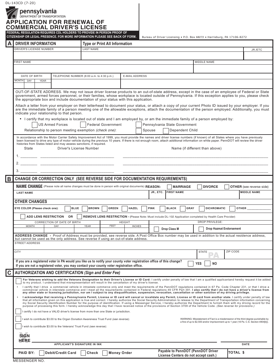 Form DL 143CD Download Fillable PDF Or Fill Online Application For