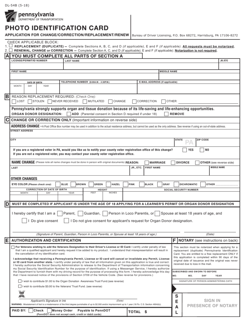 Form DL 54B Download Fillable PDF Or Fill Online Photo Identification 