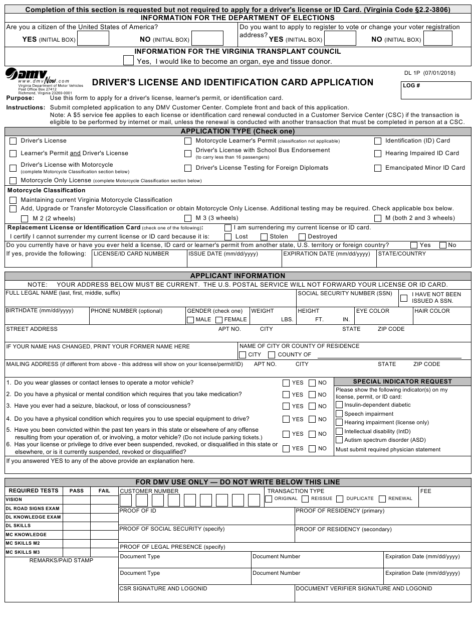 Form DL1P Download Fillable PDF Or Fill Online Driver s License And 