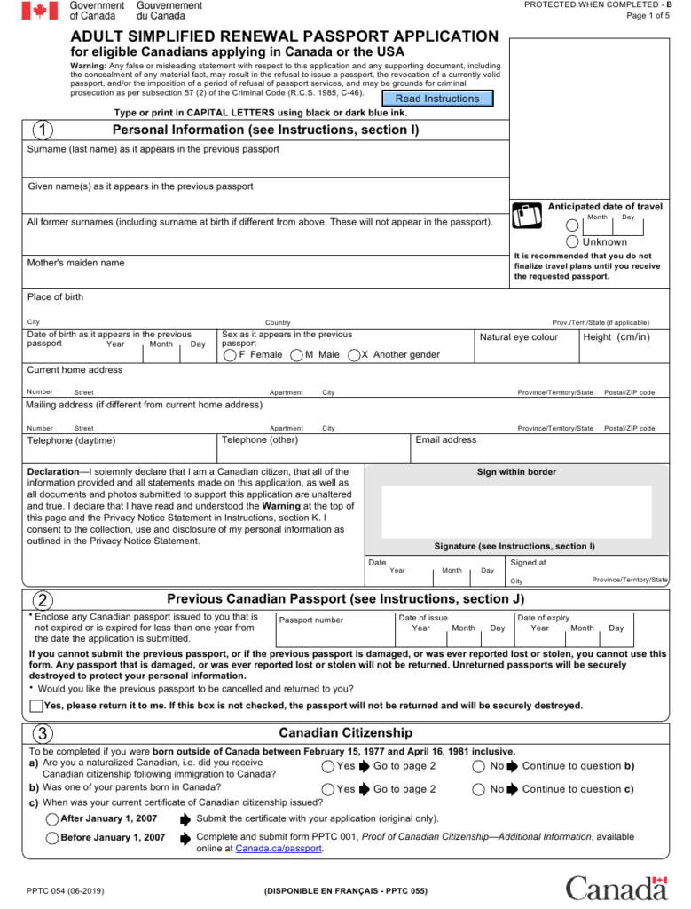 Form PPTC054 Download Fillable PDF Or Fill Online Adult Simplified 