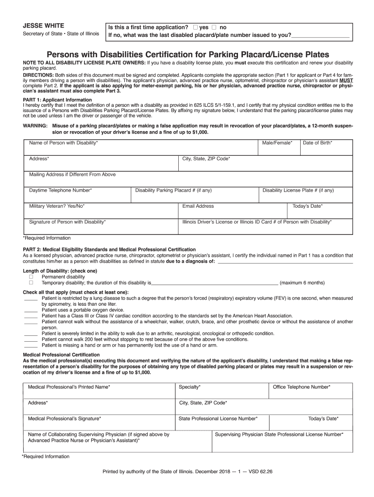 Handicap Placard Illinois Fill Out And Sign Printable PDF Template 