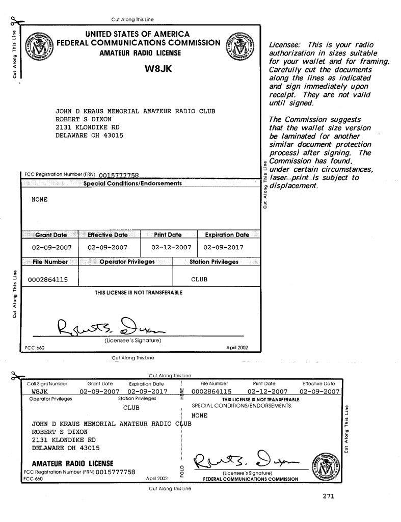 John D Kraus Memorial Amateur Radio Club W8JK 