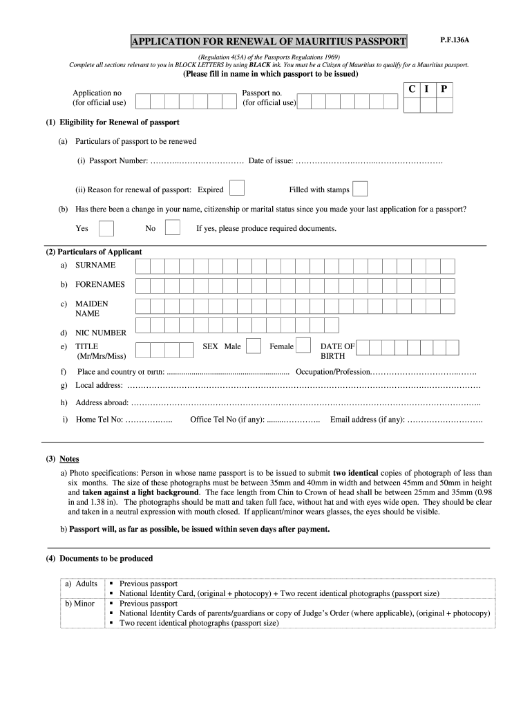 Mauritian Passport Renewal Fees Uk Fill Out And Sign Printable PDF 