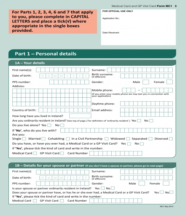 Medical Card Renewal Application Form Download 2022