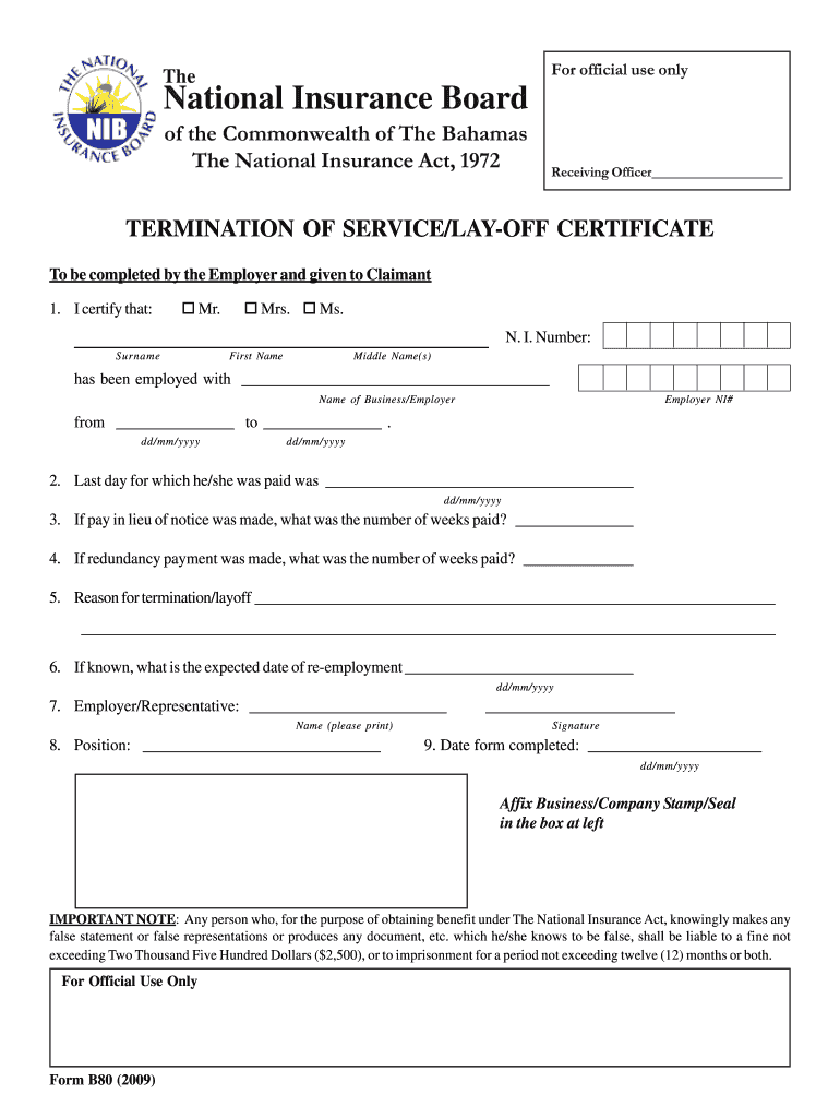 National Insurance Board Forms Fill Out Sign Online DocHub