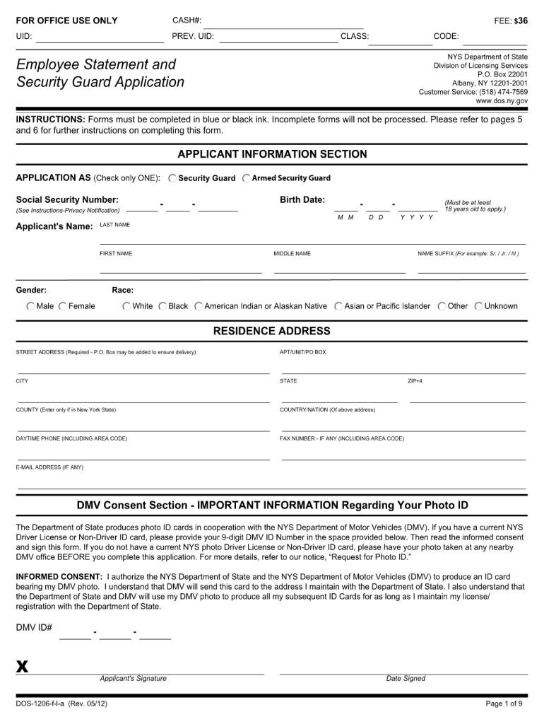 Nys Security License Application Fill Online Printable Fillable 