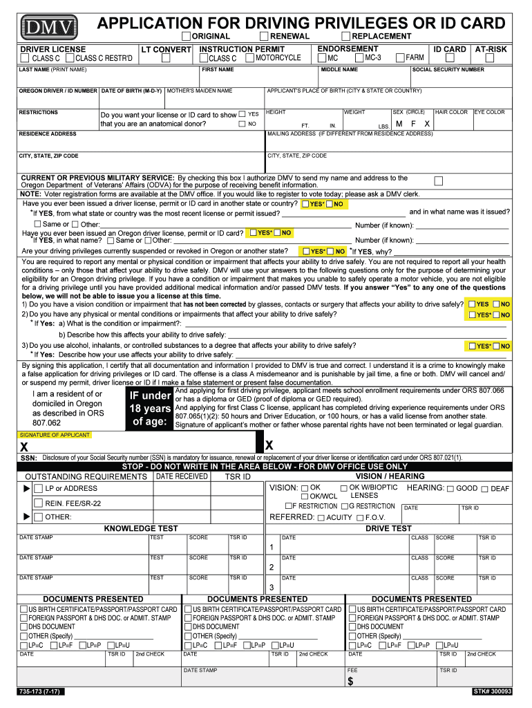 Oregon Application Id Card Fill Out And Sign Printable PDF Template