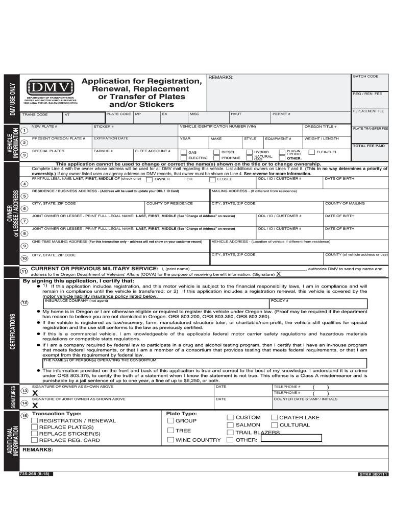 Oregon Dmv Form 268 Fill Online Printable Fillable Blank PdfFiller