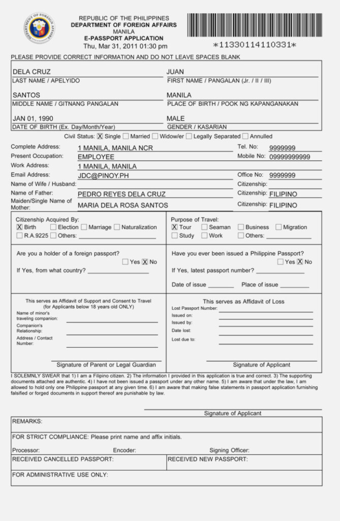 Passport Form For Renewal Download PrintableForm Printable Form 