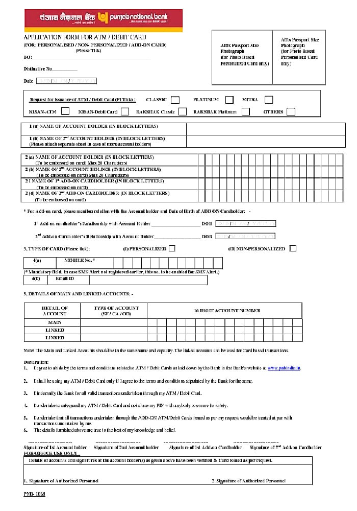  PDF PNB ATM Card Application Form PDF Download In English InstaPDF