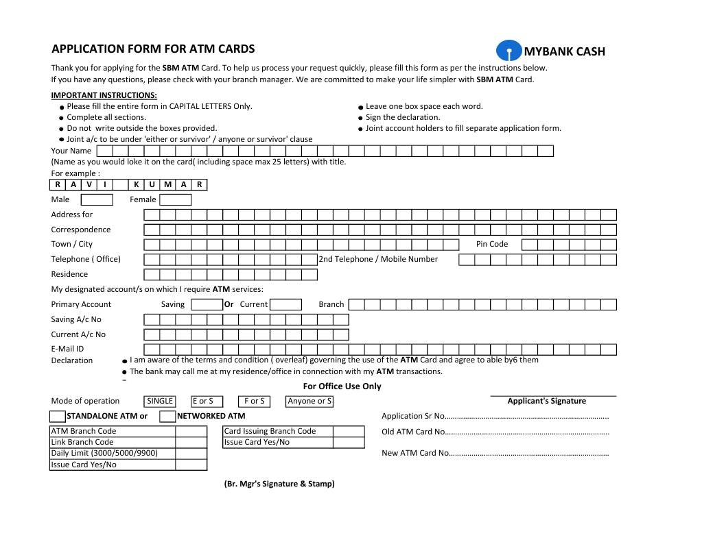 Sbi Atm Form Scribd India