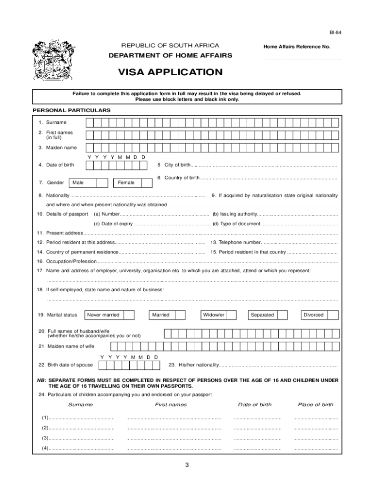 South African Visa Application Forms Fill Out Sign Online DocHub