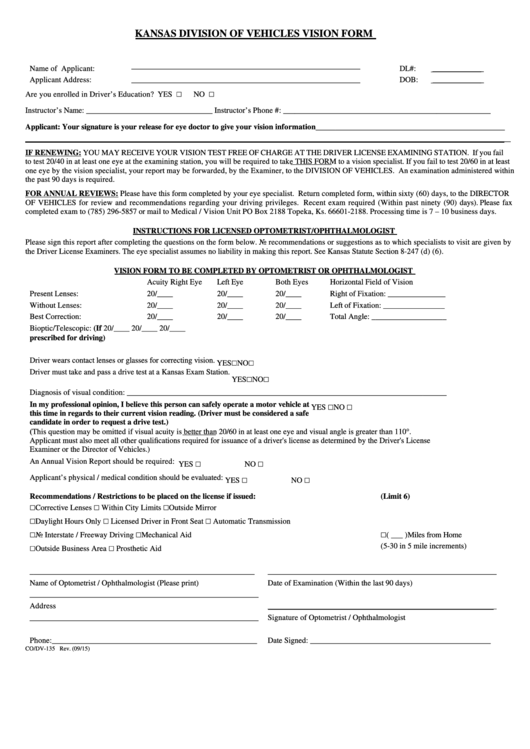 Top Dmv Vision Form Templates Free To Download In PDF Format