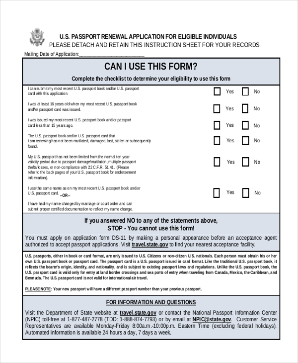 Us Passport Renewal Application Skinipod