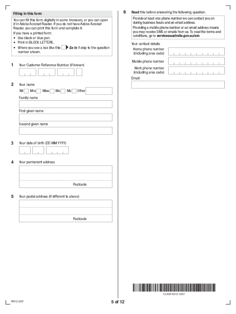 2022 Form AU FA012 Fill Online Printable Fillable Blank PdfFiller