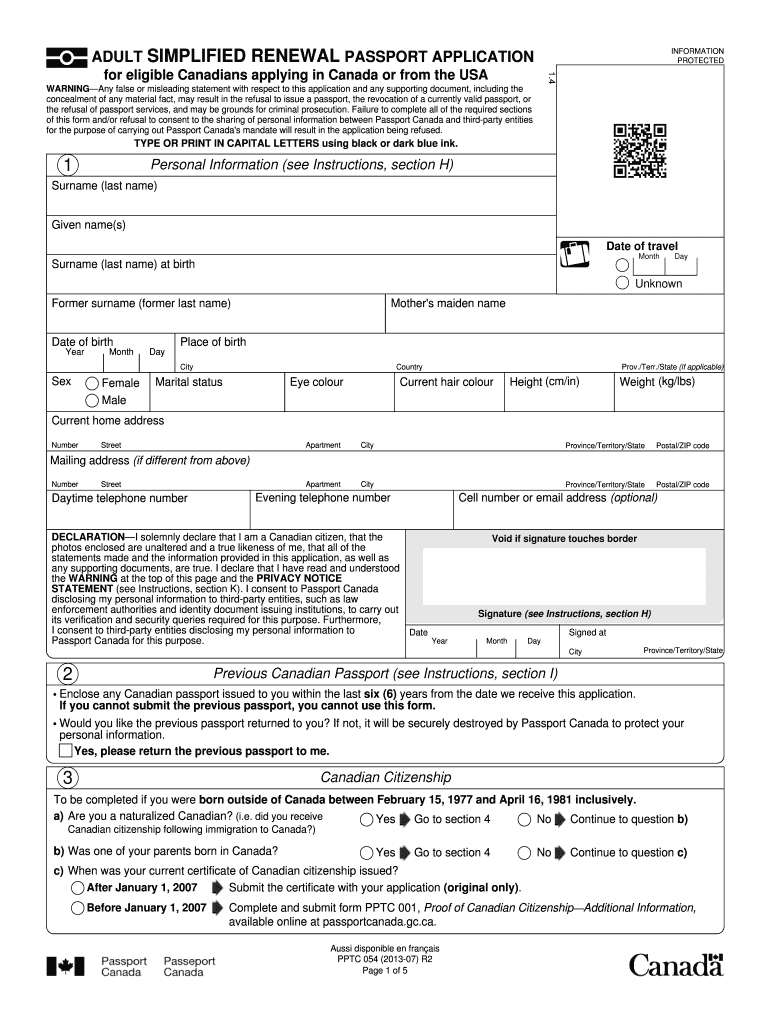 Canadian Passport Application From Usa 2012 2019 Form Fill Out Sign