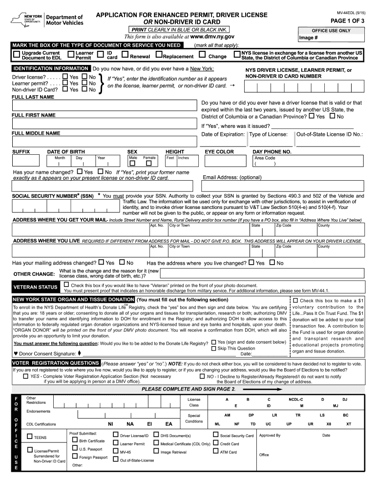 Dmv Ny Enhanced License Application Fill And Sign Printable Template