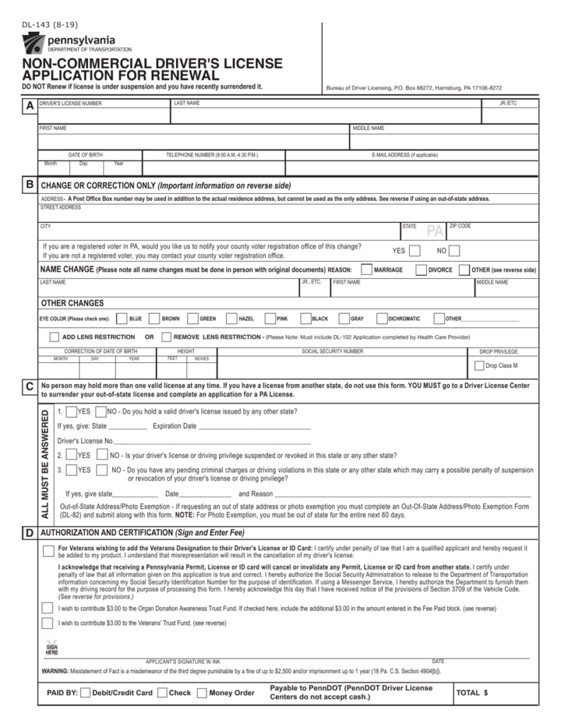 Form DL 143 Download Fillable PDF Or Fill Online Non commercial Driver 