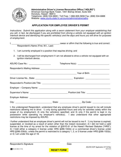 Form DR P 070 Download Fillable PDF Or Fill Online Application For 