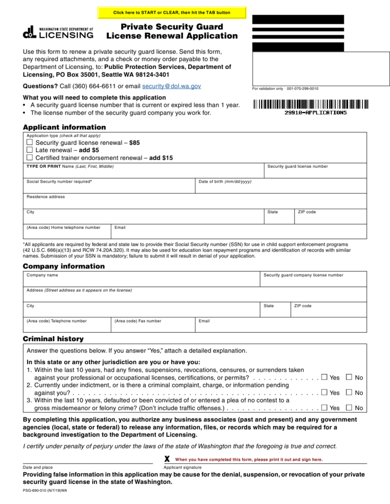 Security Guard License Renewal Application Form Renewalform